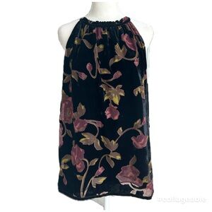 Black Velvet Floral Baby Doll Tunic Blouse